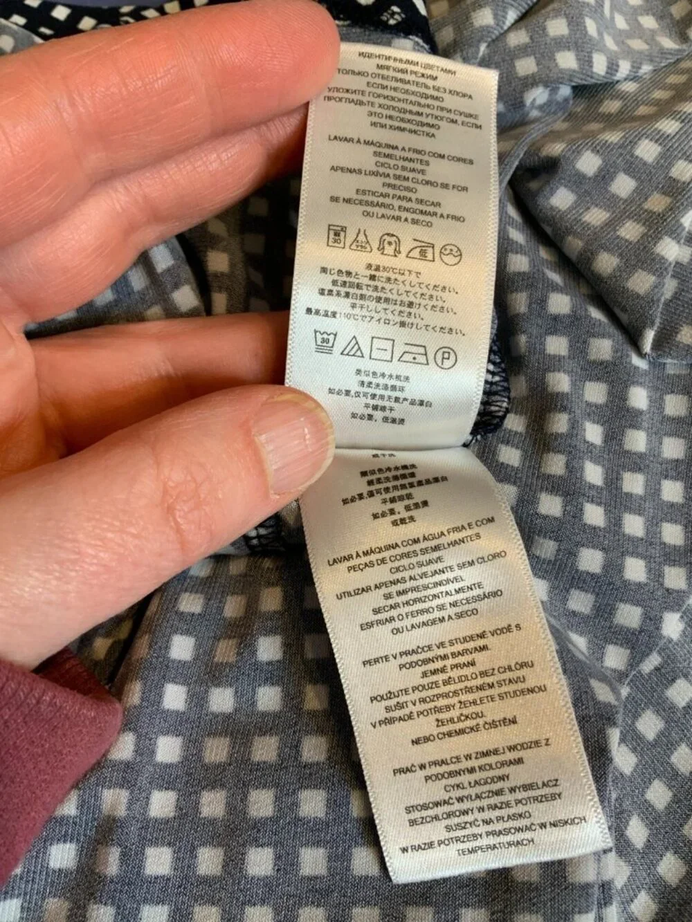 Michael Kors Navy Blue & White Check Fit & Flare Dress, Size XL